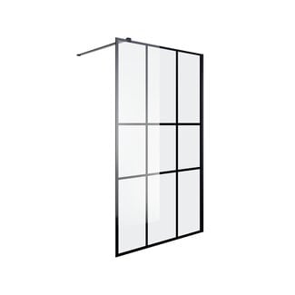 Fabriecio Inloopdouche Torino 90 x 200 cm, 8 mm helder glas met mat zwart raster