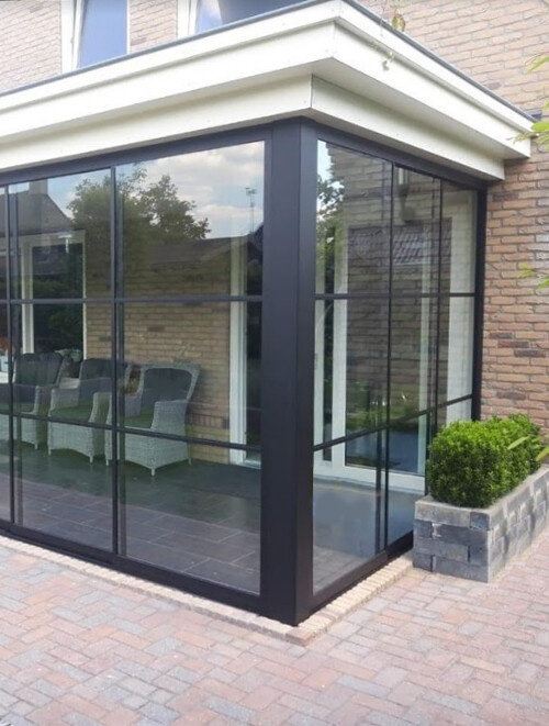 Glazen schuifwand Lido S98 Nero Mat Zwart
