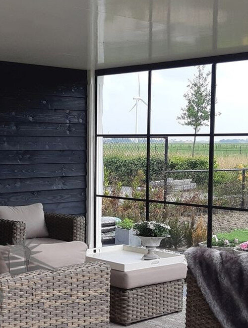 Glazen schuifwand Lido S82 Nero Mat Zwart
