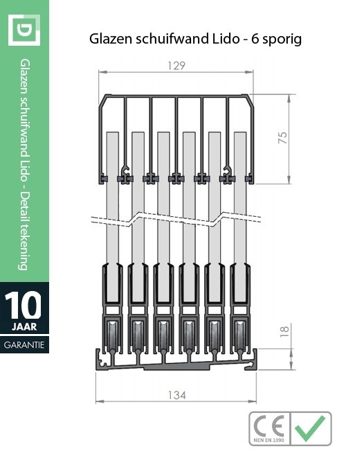 Glazen schuifwand Lido Maatwerk Nero Basic Mat Zwart