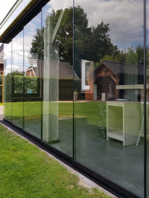 Glazen schuifwand Lido S98 Nero Basic Mat Zwart