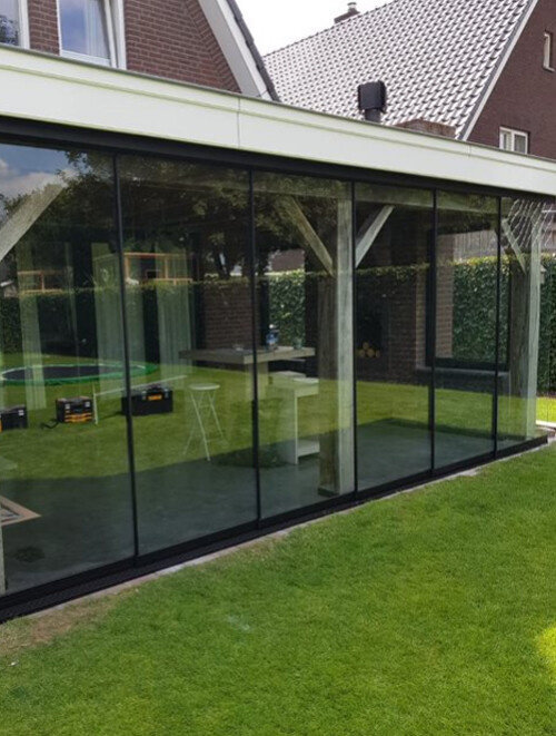 Glazen schuifwand Lido S82 Nero Basic Mat Zwart