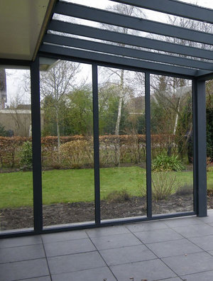 Standaard zijwand terrasoverkapping met glas