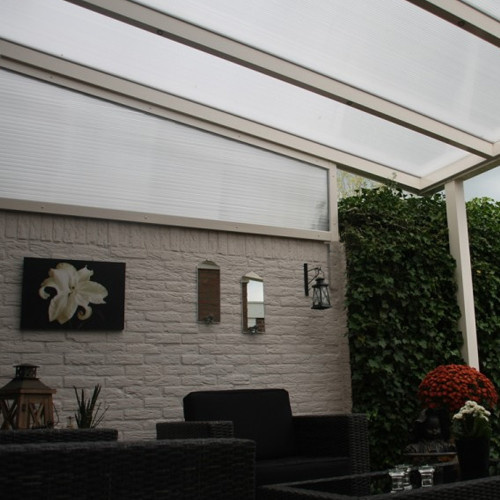 Standaard zijspie terrasoverkapping met polycarbonaat