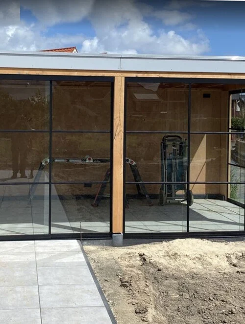 Glazen schuifwand Lido Steelo Nero