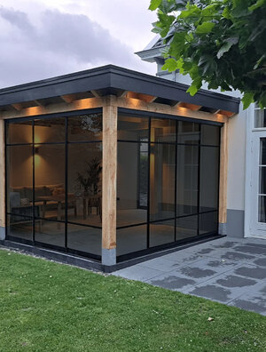 Glazen schuifwand Lido Steelo Nero