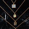 All the Luck in the World Bold Goldplated Necklace Beatle Oval Green Pink All the Luck in the World Bold Goldplated Necklace Beatle Oval Green Pink