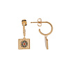 All the Luck in the World Vivid Goldplated Earring Rectangle Flower Green Purple Pink All the Luck in the World Vivid Goldplated Earring Rectangle Flower Green Purple Pink