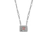 All the Luck in the World Vivid Silverplated Necklace Rectangle Rose Pink Green All the Luck in the World Vivid Silverplated Necklace Rectangle Rose Pink Green