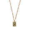 All the Luck in the World Vivid Goldplated Necklace Rectangle Plant Green Beige All the Luck in the World Vivid Goldplated Necklace Rectangle Plant Green Beige