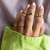 All the Luck in the World Oasis Goldplated Ring Zirconia Rectangle Green Clear All the Luck in the World Oasis Goldplated Ring Zirconia Rectangle Green Clear