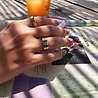 All the Luck in the World Oasis Goldplated Ring Thick Bar Zirconia Green All the Luck in the World Oasis Goldplated Ring Thick Bar Zirconia Green