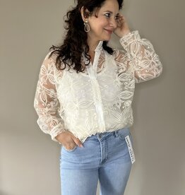 DANA FLOREA Blouse Kant Flowers Jade