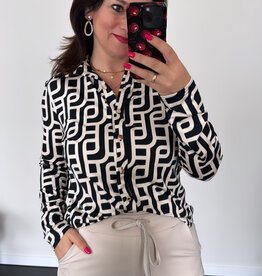 DANA FLOREA Blouse Nadia Taupe/Zwart