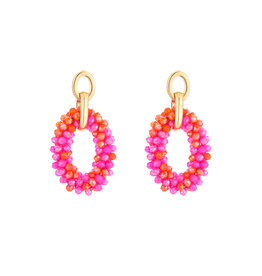 DANA FLOREA Handmade druppel oorbellen Red Mix