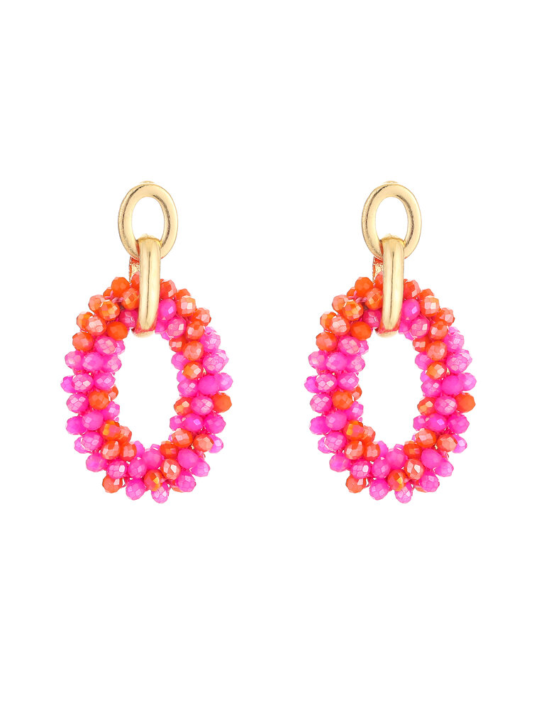 DANA FLOREA Handmade druppel oorbellen Red Mix