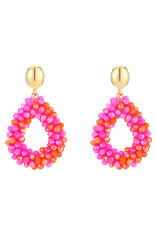 DANA FLOREA Handmade statement druppel oorbellen  Red Mix