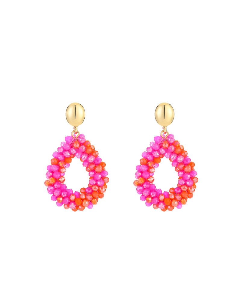 DANA FLOREA Handmade statement druppel oorbellen  Red Mix