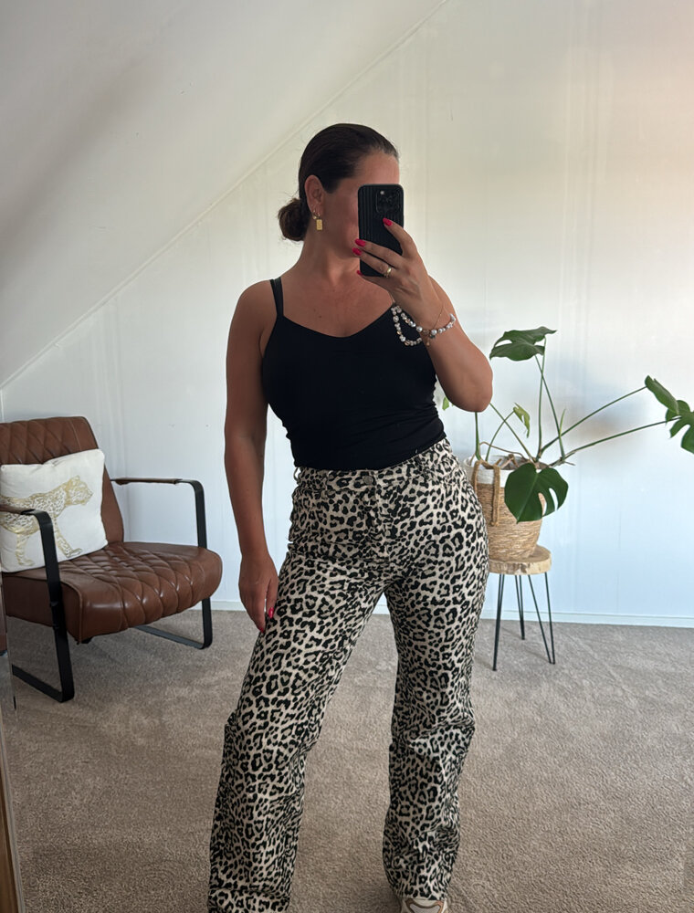 DANA FLOREA Wide Leg Jeans Leopard