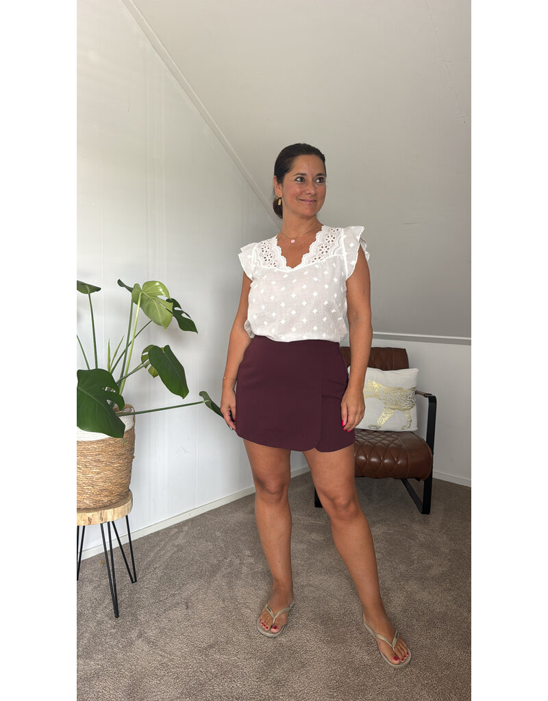 DANA FLOREA Classy High Waist Pantalon Skort Bordeaux
