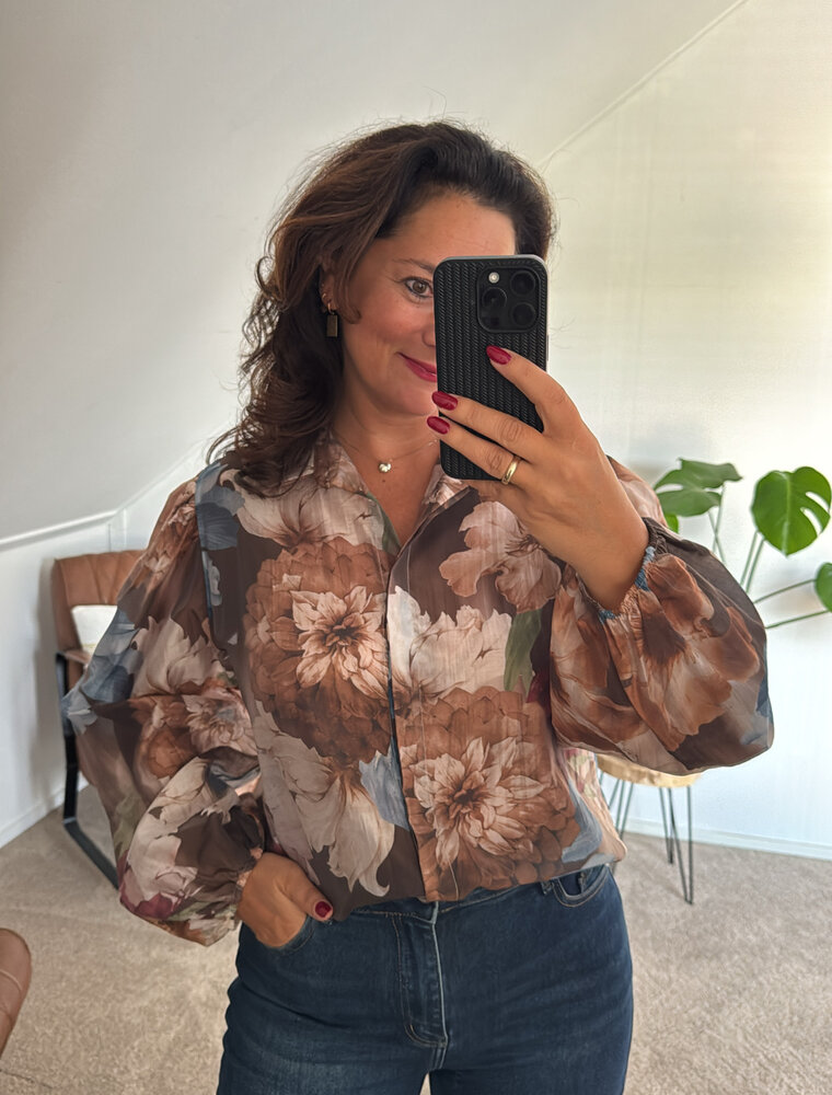 DANA FLOREA Blouse Fleur Bruin