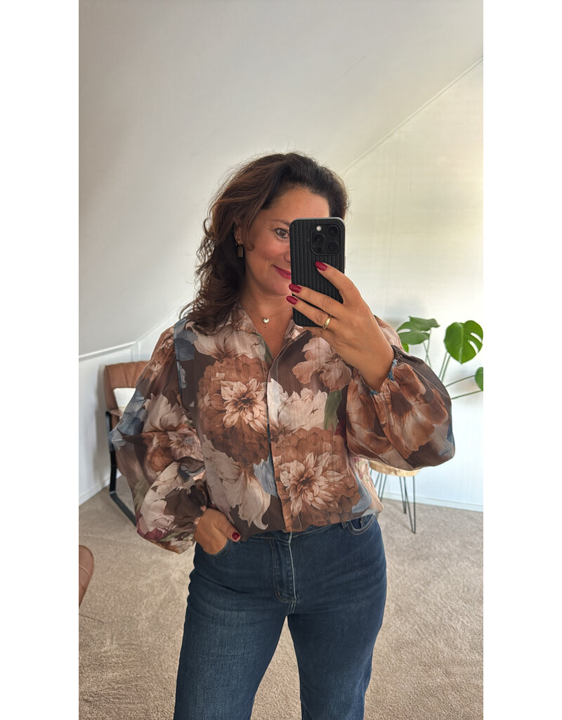 DANA FLOREA Blouse Fleur Bruin