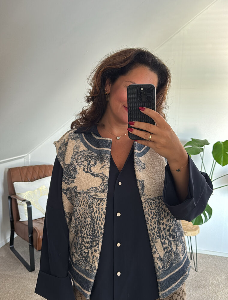 DANA FLOREA Gilet Ivy Beige/Blauw