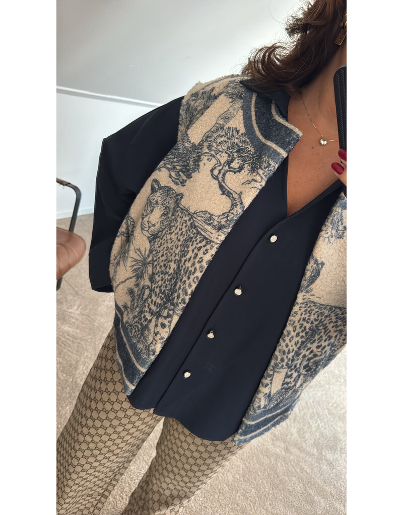 DANA FLOREA Gilet Ivy Beige/Blauw