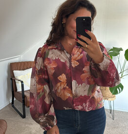 DANA FLOREA Blouse Fleur Bordeaux