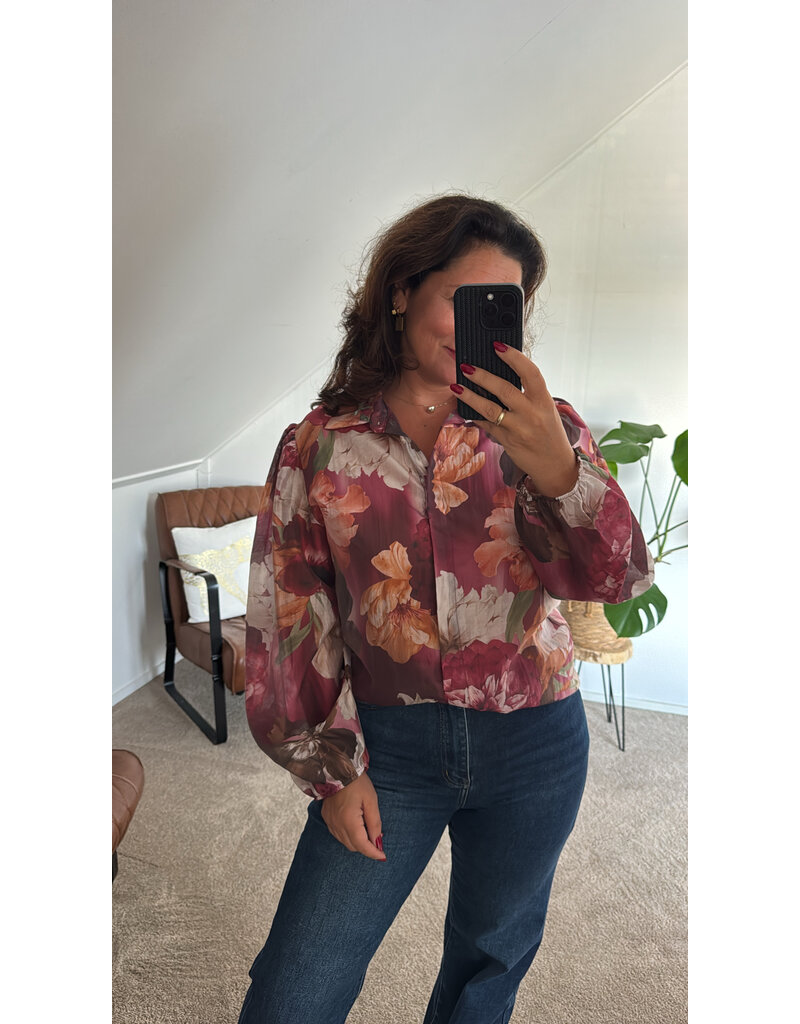 DANA FLOREA Blouse Fleur Bordeaux