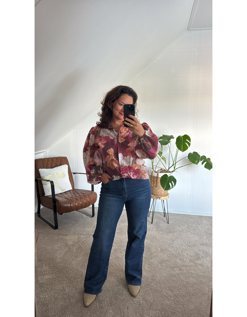 DANA FLOREA Blouse Fleur Bordeaux