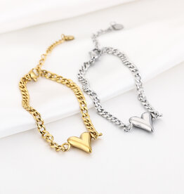 DANA FLOREA Schakelarmband met hartje