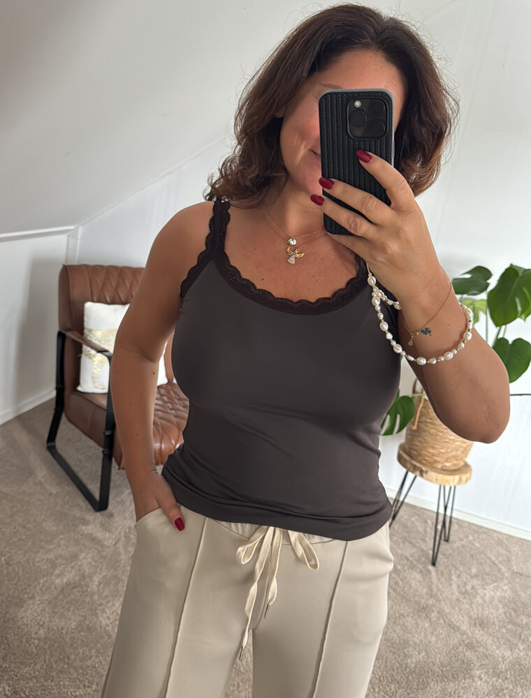 DANA FLOREA Hemd Fleur Choco Bruin