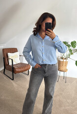 DANA FLOREA Wide Leg Jeans Licht Grijs met Studs