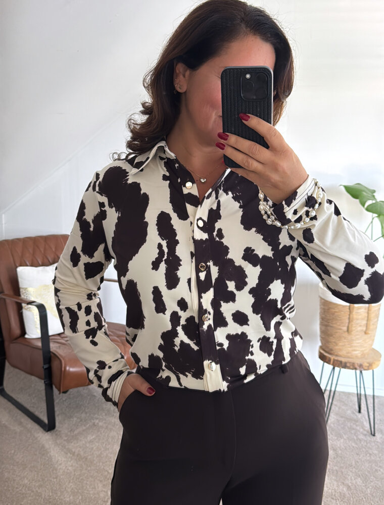 DANA FLOREA Travel Blouse Lieke Coffee/Cream