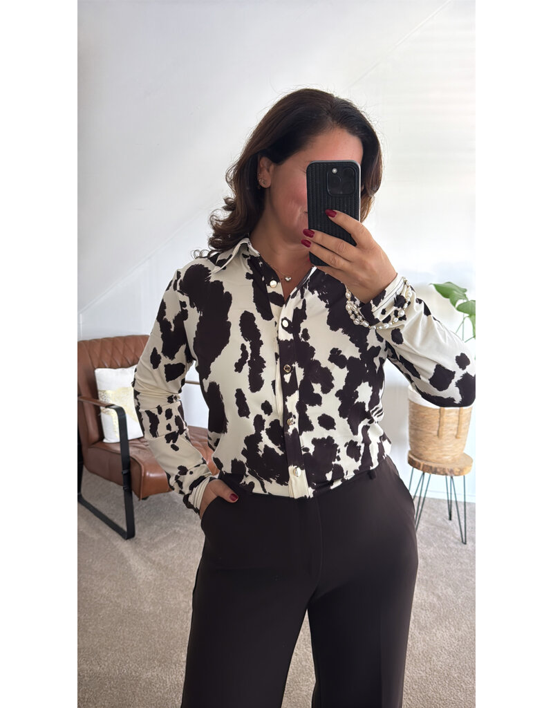 DANA FLOREA Travel Blouse Lieke Coffee/Cream