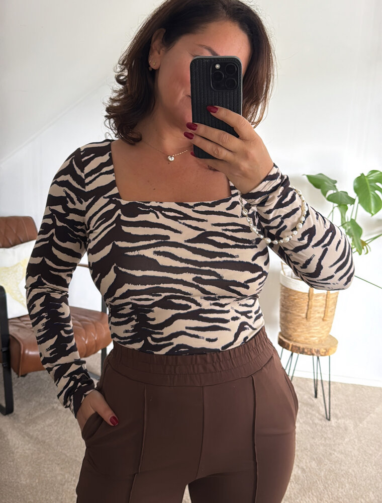 DANA FLOREA Top Cato Coffee/Beige