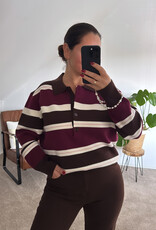 DANA FLOREA Polo Sweater Liv Bruin/Bordeaux