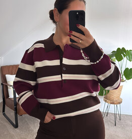 DANA FLOREA Polo Sweater Liv Bruin/Bordeaux