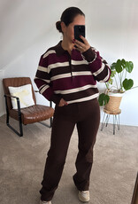 DANA FLOREA Polo Sweater Liv Bruin/Bordeaux