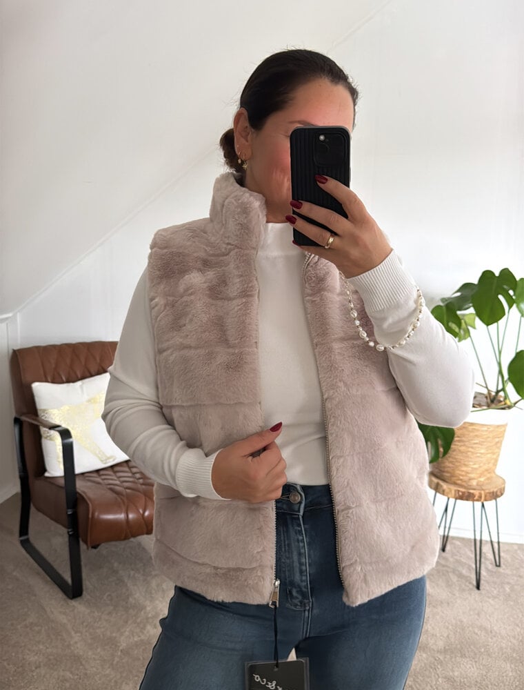 DANA FLOREA Gilet Faux Fur Beige