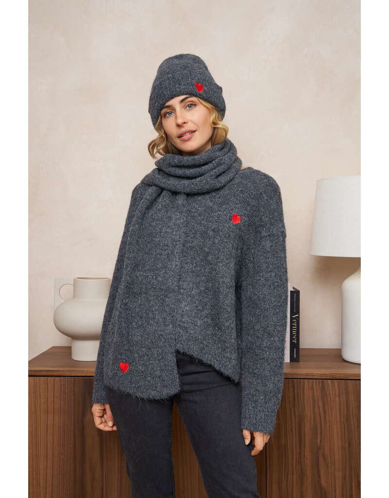 DANA FLOREA Compleet Setje Trui+Muts+Sjaal Grey