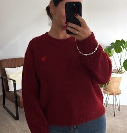 DANA FLOREA Compleet Setje Trui+Muts+Sjaal Bordeaux