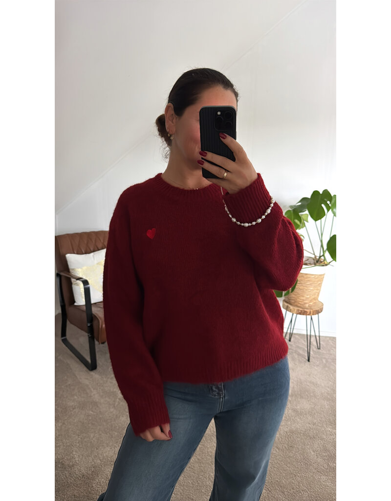 DANA FLOREA Compleet Setje Trui+Muts+Sjaal Bordeaux