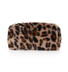 DANA FLOREA Luipaard faux fur make up tas Coffee