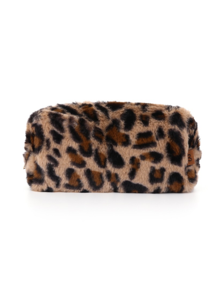 DANA FLOREA Luipaard faux fur make up tas Coffee