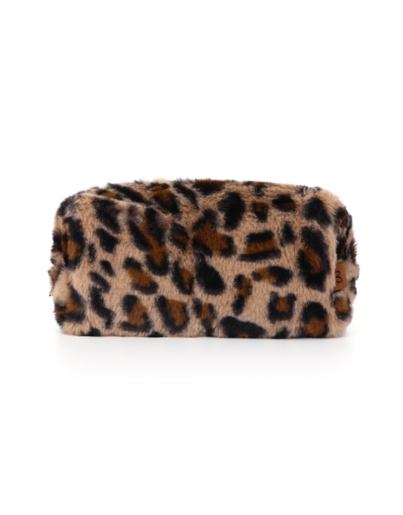 DANA FLOREA Luipaard faux fur make up tas Coffee