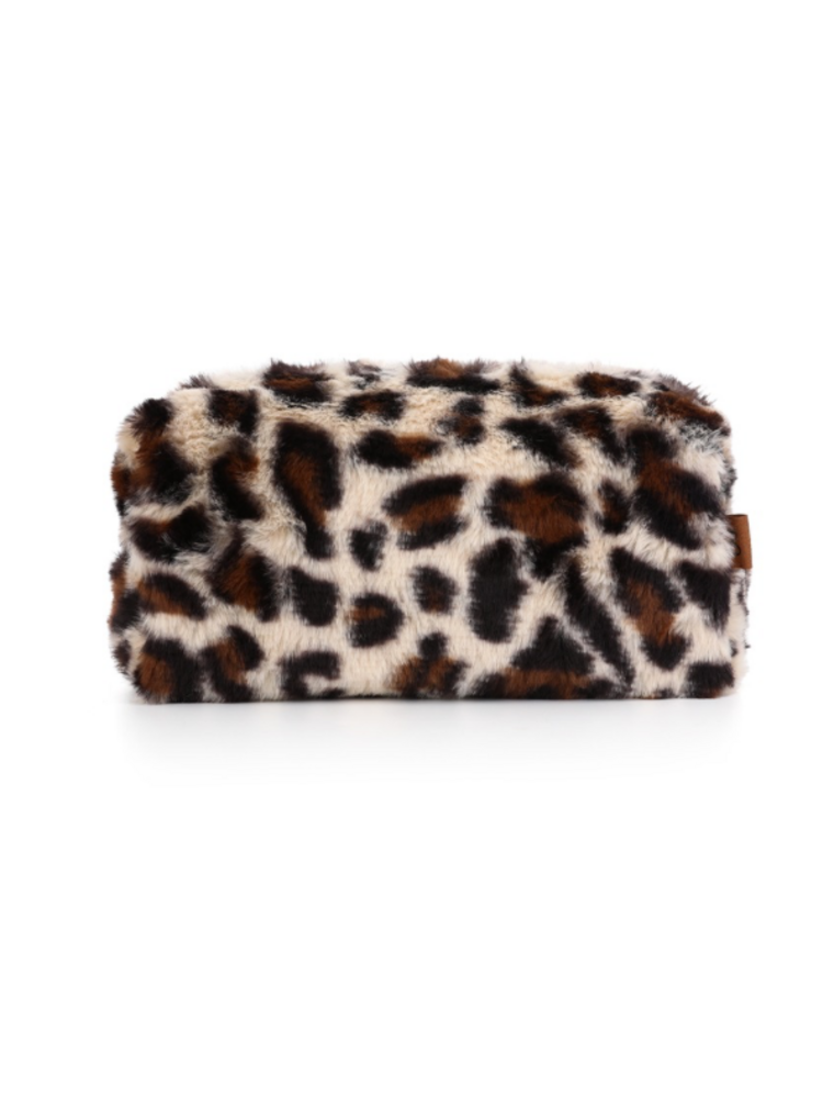 DANA FLOREA Luipaard faux fur make up tas Camel