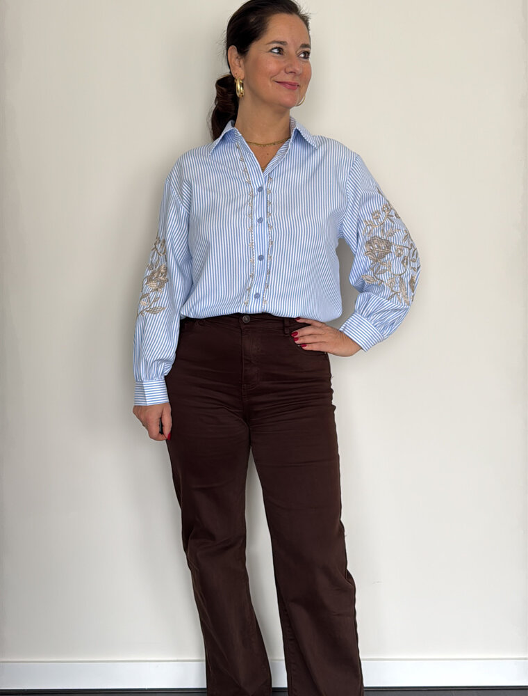 DANA FLOREA Blouse Emma Blue/Gold