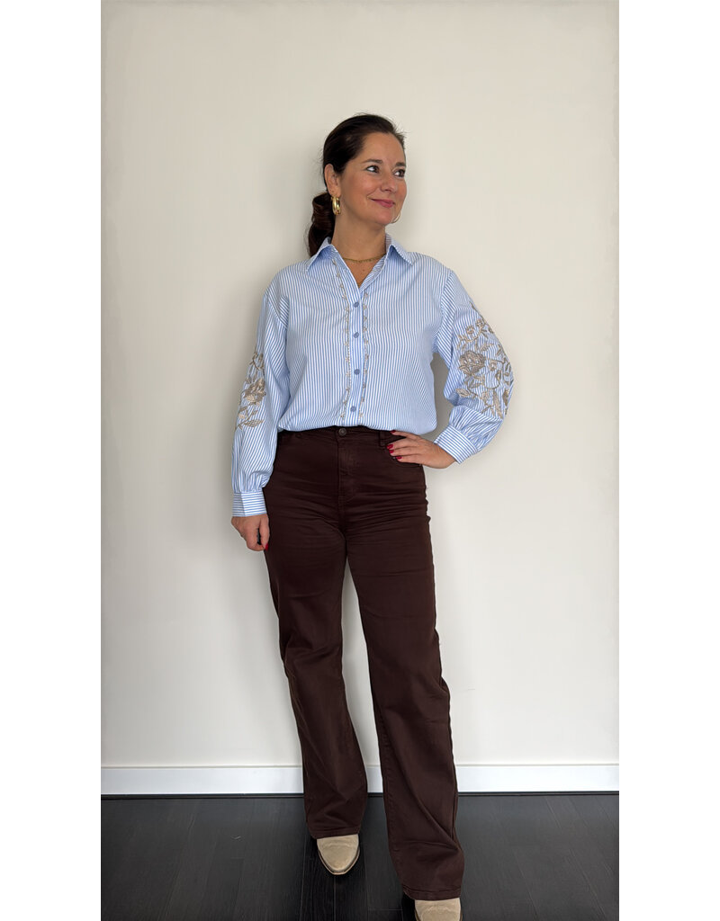 DANA FLOREA Blouse Emma Blue/Gold